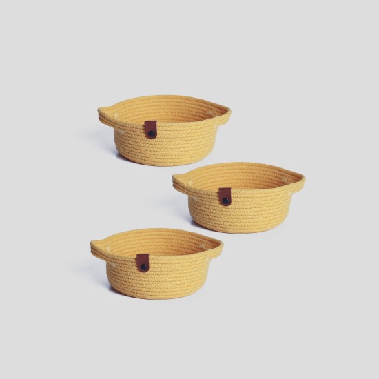 Aberto Design Cotton Basket Set (3 Pieces) JUT05001105D Yellow