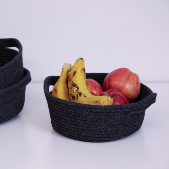 Cotton Basket Set (3 Pieces) JUT05002108D Black Aberto Design Cotton Basket Set (3 Pieces) JUT05002108D Black