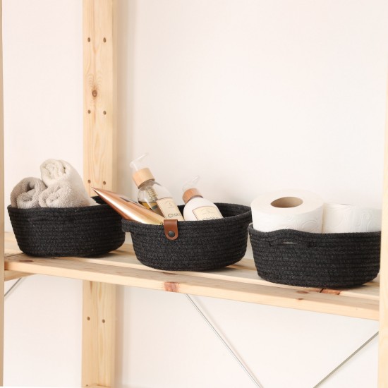 Cotton Basket Set (3 Pieces) JUT05002108D Black Aberto Design Cotton Basket Set (3 Pieces) JUT05002108D Black