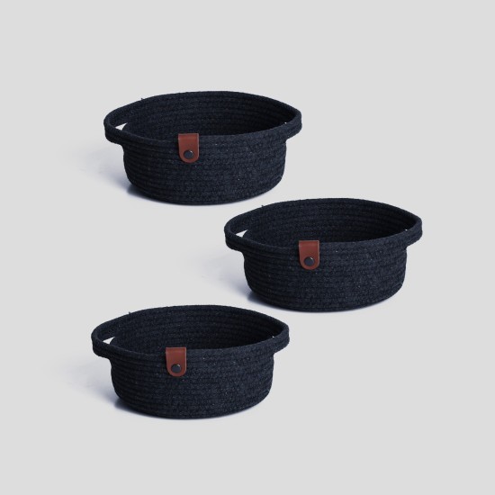 Cotton Basket Set (3 Pieces) JUT05002108D Black Aberto Design Cotton Basket Set (3 Pieces) JUT05002108D Black