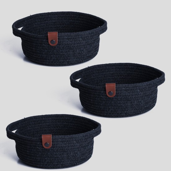 Cotton Basket Set (3 Pieces) JUT05003208D Black Aberto Design Cotton Basket Set (3 Pieces) JUT05003208D Black