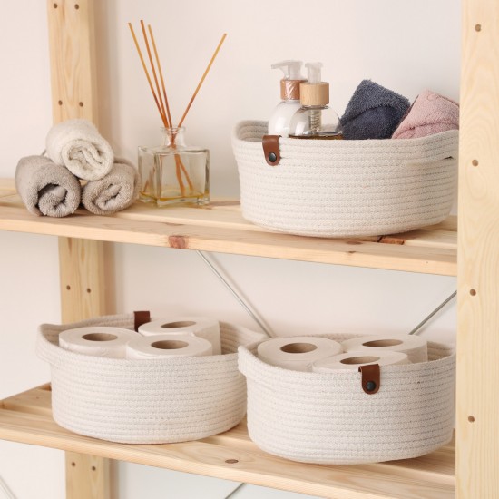 Aberto Design Cotton Basket Set (3 Pieces) JUT05003227D Ecru