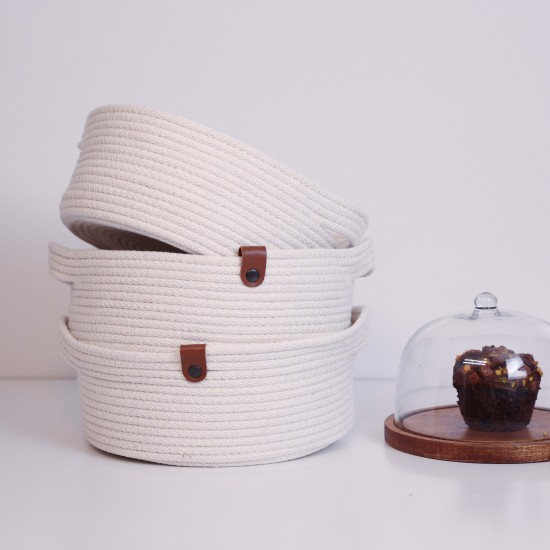 Aberto Design Cotton Basket Set (3 Pieces) JUT05003227D Ecru