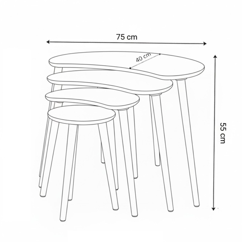 Nesting Table (4 Pieces) Moon - White White
