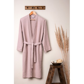 Unisex Bathrobe Kimono - Powder Powder