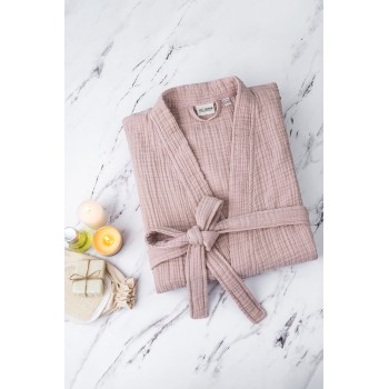 Unisex Bathrobe Kimono - Powder Powder