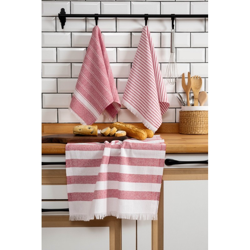 Hand Towel Set (3 Pieces) Eliza - Red Red