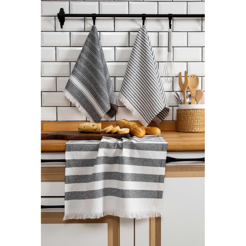 Lessentiel Hand Towel Set (3 Pieces) Eliza - Black Black