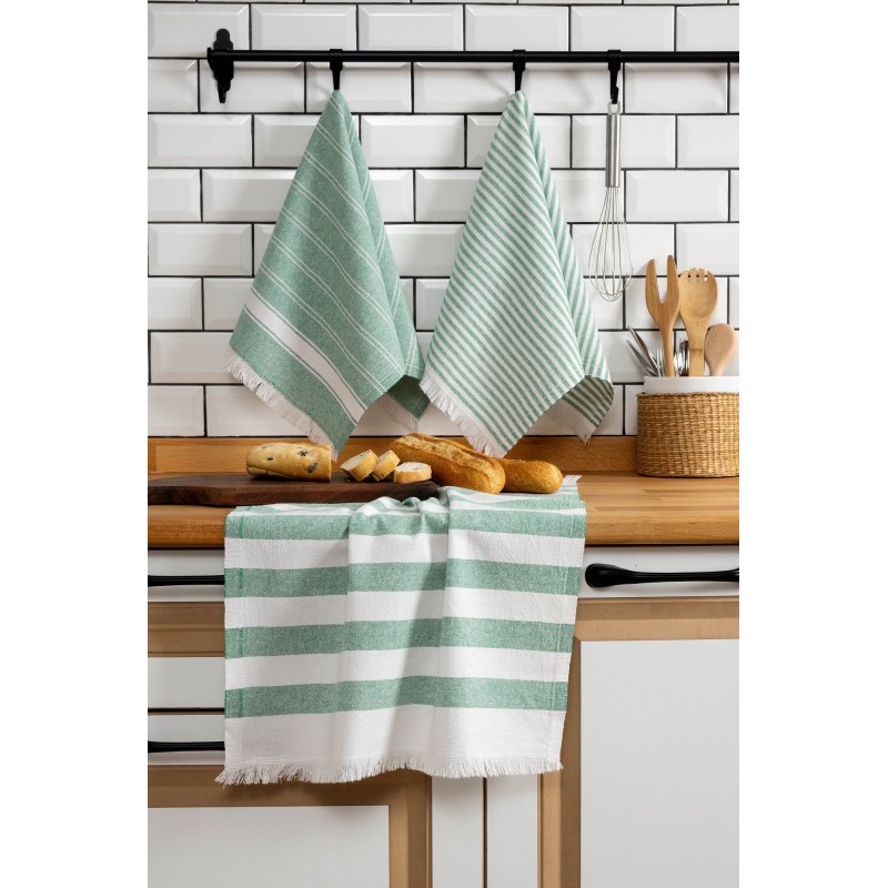 Lessentiel Hand Towel Set (3 Pieces) Eliza - Green Green