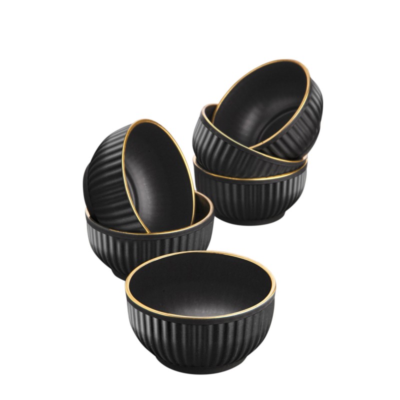Hermia Bowl Set (6 Pieces) C-DD07 - Black Black
