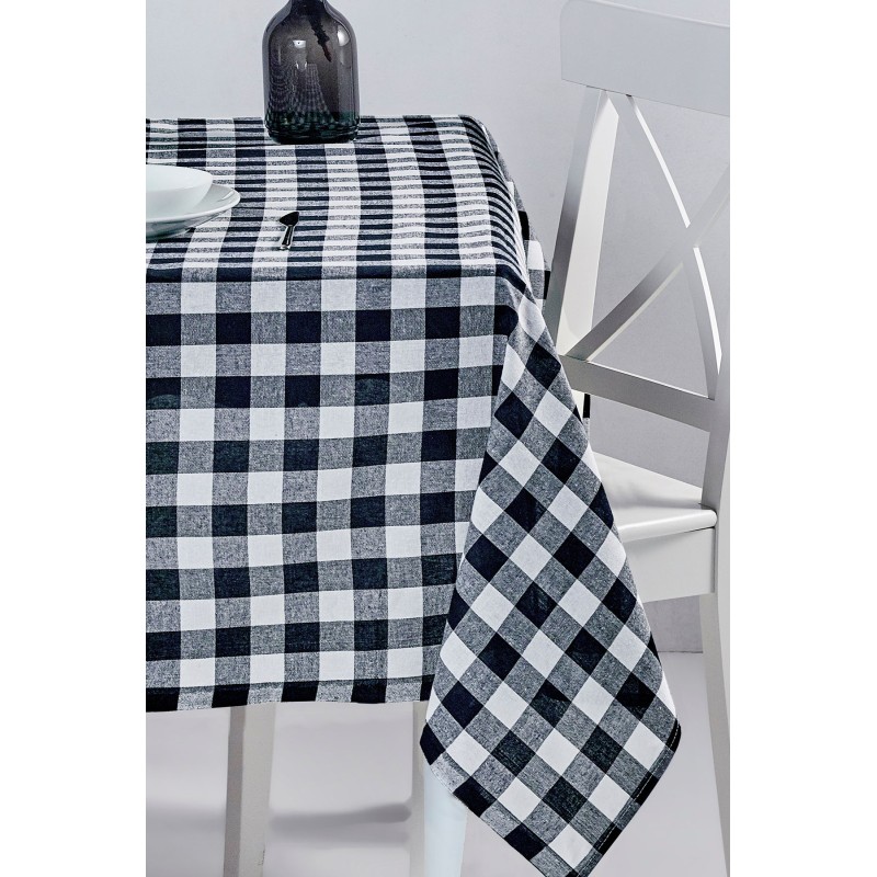 Hermia Tablecloth Kareli 160 - Black Black
White