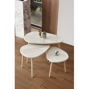 Coffee Table Set Alvin - Travertine Travertine