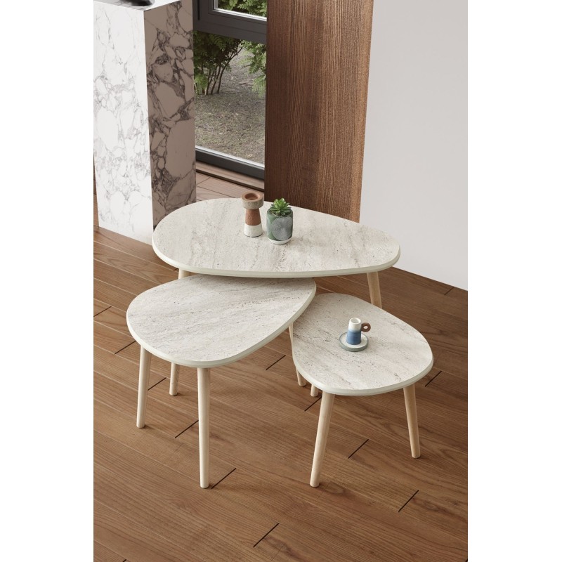 Coffee Table Set Alvin - Travertine Travertine