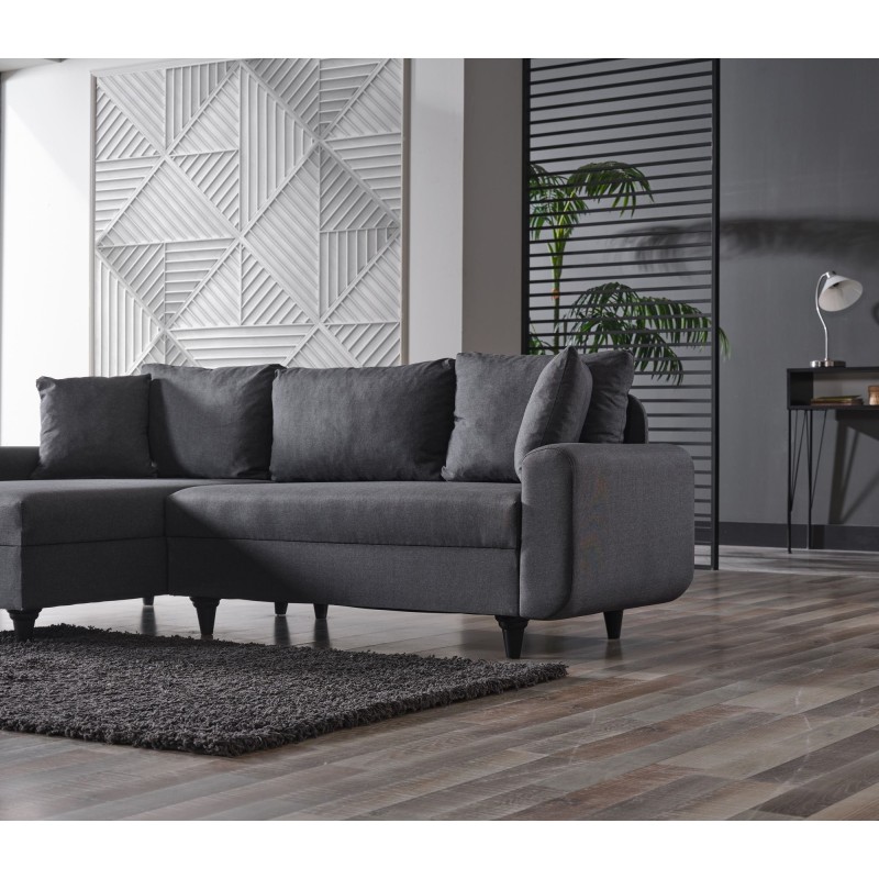 Corner Sofa-Bed Flavia - Dark Grey Dark Grey