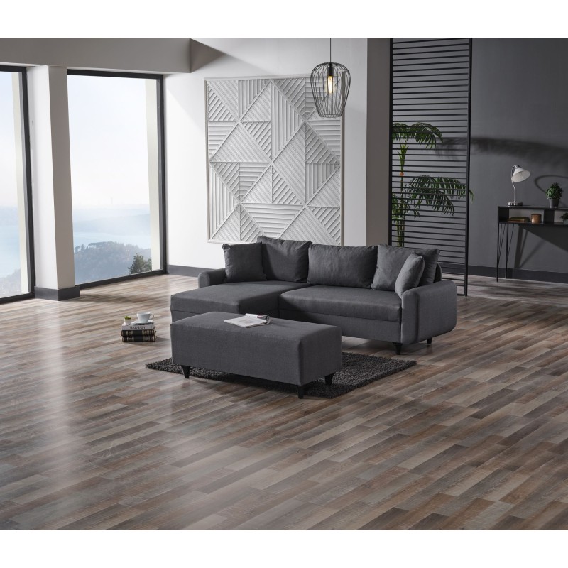 Corner Sofa-Bed Flavia - Dark Grey Dark Grey