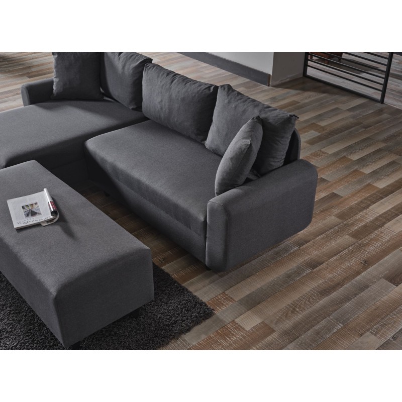 Corner Sofa-Bed Flavia - Dark Grey Dark Grey