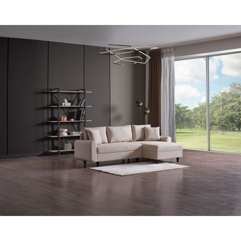 Corner Sofa-Bed Flavia - Beige Beige