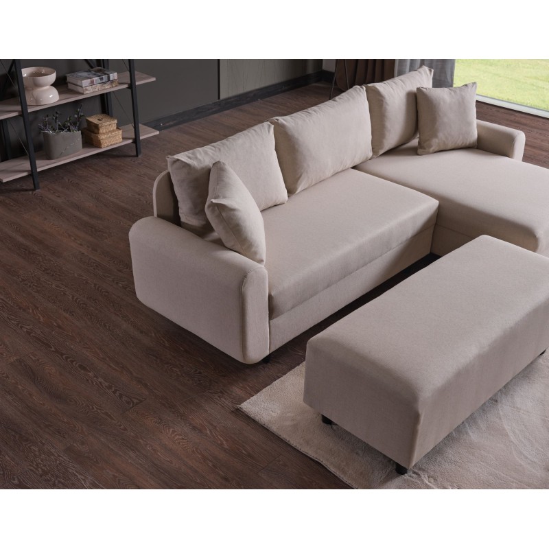 Corner Sofa-Bed Flavia - Beige Beige