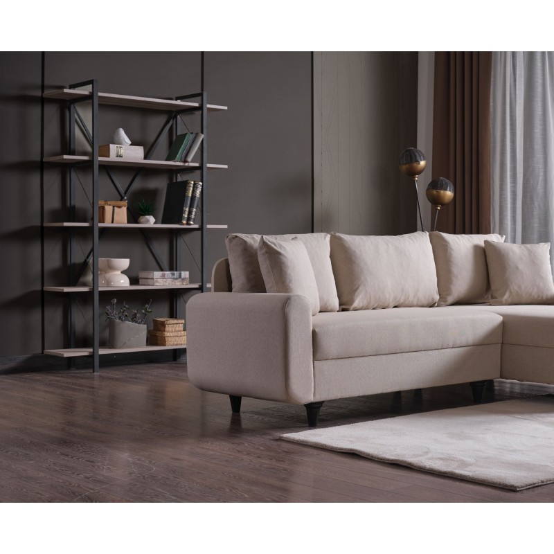 Corner Sofa-Bed Flavia - Beige Beige