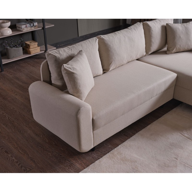 Corner Sofa-Bed Flavia - Beige Beige