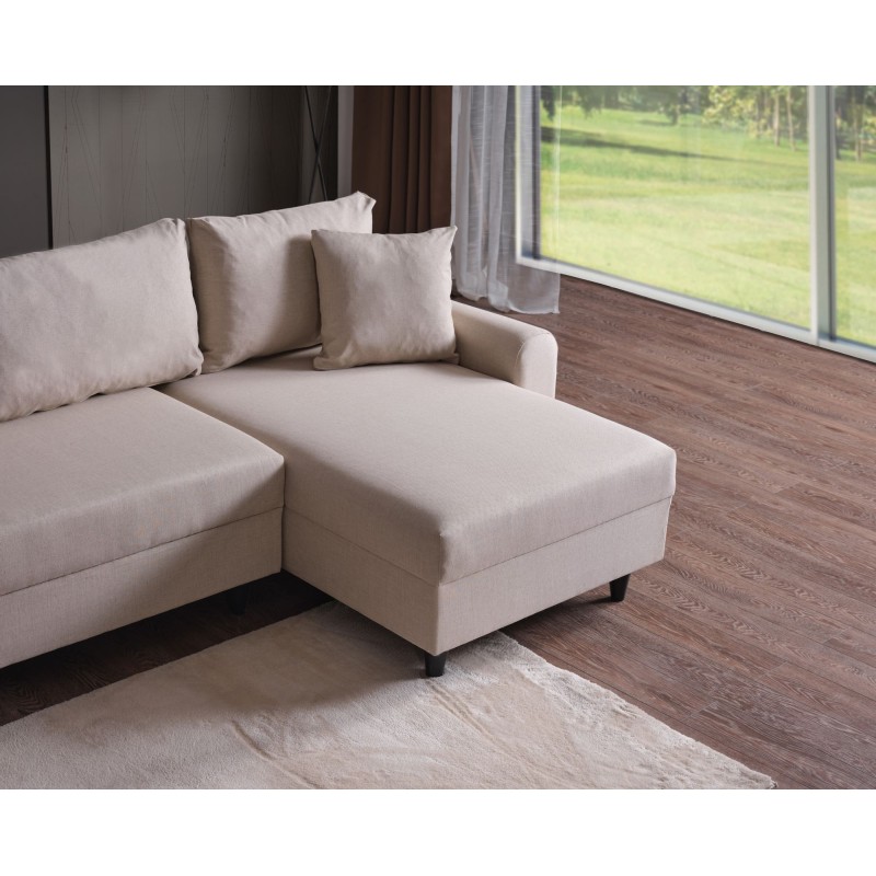 Corner Sofa-Bed Flavia - Beige Beige