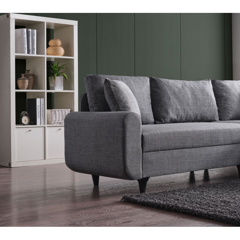 Corner Sofa-Bed Flavia - Grey Grey