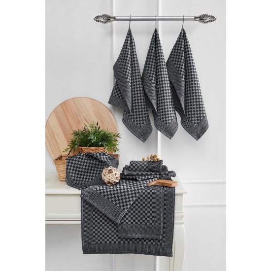 Hermia Kitchen Towel Set (10 Pieces) Lola - Anthracite Anthracite