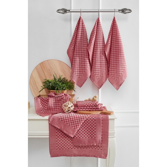 Kitchen Towel Set (10 Pieces) Lola - Red Red Hermia Kitchen Towel Set (10 Pieces) Lola - Red Red