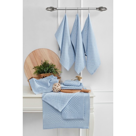 Kitchen Towel Set (10 Pieces) Lola - Light Blue Light Blue Hermia Kitchen Towel Set (10 Pieces) Lola - Light Blue Light Blue