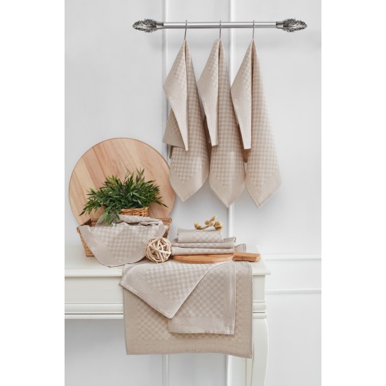 Kitchen Towel Set (10 Pieces) Lola - Cream Cream Hermia Kitchen Towel Set (10 Pieces) Lola - Cream Cream