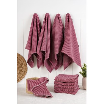 Kitchen Towel Set (10 Pieces) Eloise - Claret Red Claret Red