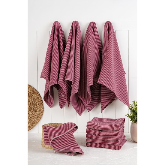 Kitchen Towel Set (10 Pieces) Eloise - Claret Red Claret Red Hermia Kitchen Towel Set (10 Pieces) Eloise - Claret Red Claret Red