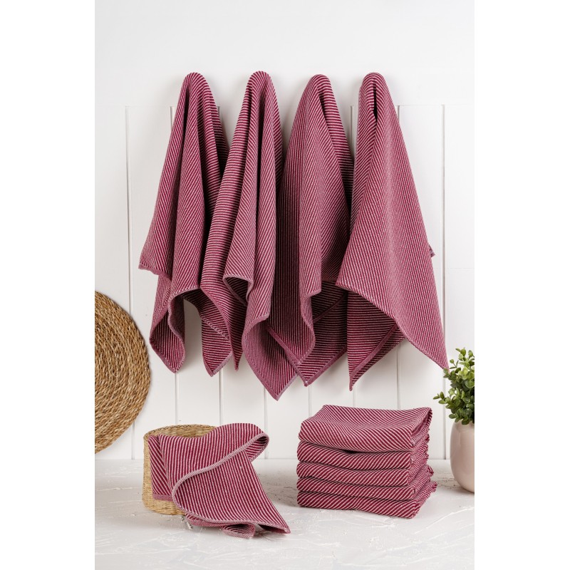 Hermia Kitchen Towel Set (10 Pieces) Eloise - Claret Red Claret Red