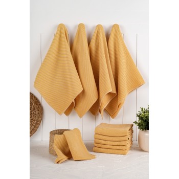 Kitchen Towel Set (10 Pieces) Eloise - Mustard Mustard