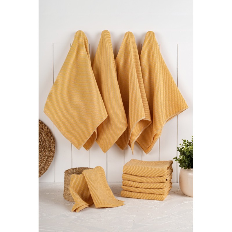 Hermia Kitchen Towel Set (10 Pieces) Eloise - Mustard Mustard