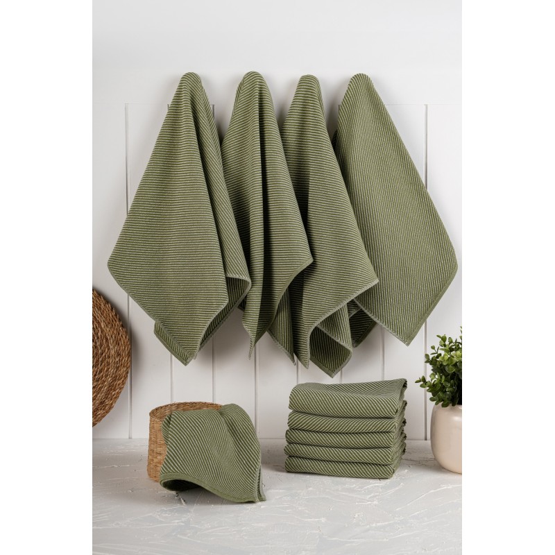Hermia Kitchen Towel Set (10 Pieces) Eloise - Dark Green Dark Green