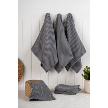 Kitchen Towel Set (6 Pieces) Eloise - Anthracite Anthracite