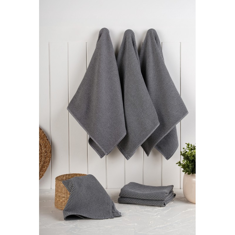 Hermia Kitchen Towel Set (6 Pieces) Eloise - Anthracite Anthracite