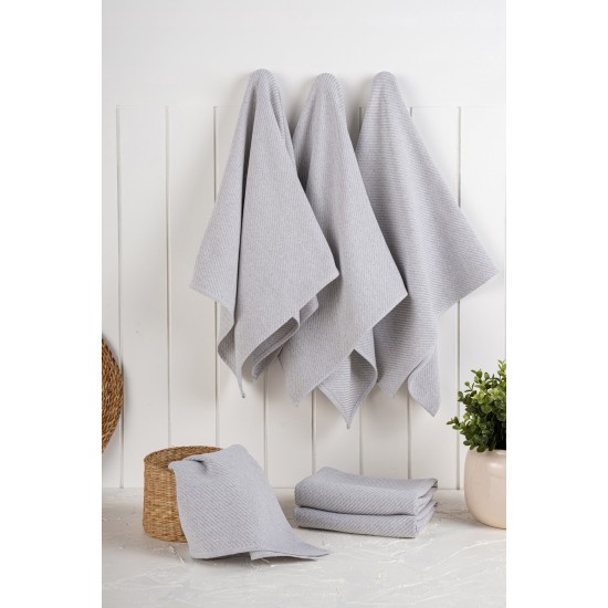 Kitchen Towel Set (6 Pieces) Eloise - Grey Grey Hermia Kitchen Towel Set (6 Pieces) Eloise - Grey Grey
