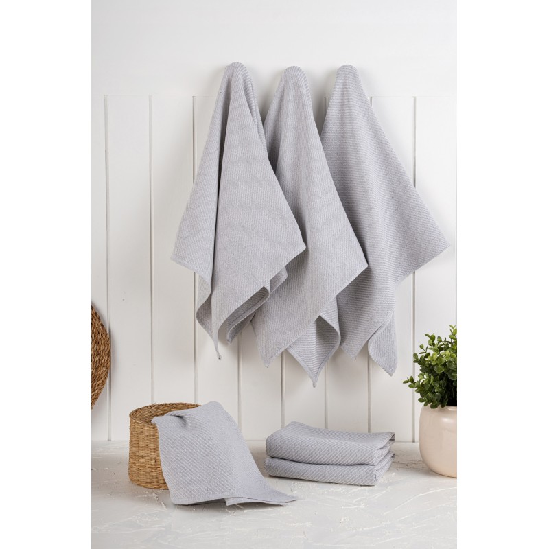 Hermia Kitchen Towel Set (6 Pieces) Eloise - Grey Grey