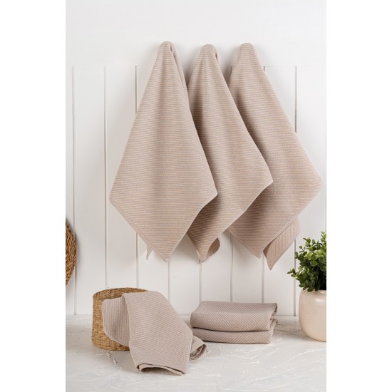 Kitchen Towel Set (6 Pieces) Eloise - Beige Beige Hermia Kitchen Towel Set (6 Pieces) Eloise - Beige Beige