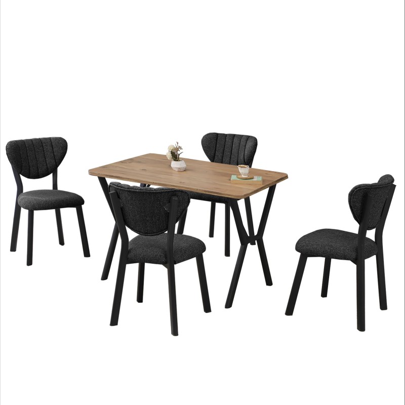 Extendable Dining Table & Chairs Set (5 Pieces) Elma - Anthracite, Walnut Anthracite
Walnut