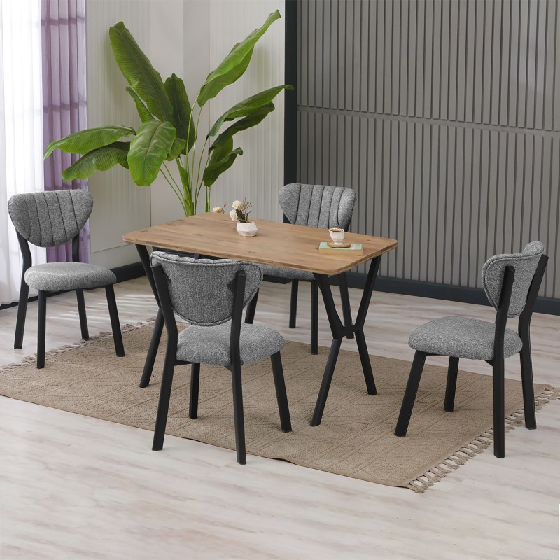Extendable Dining Table & Chairs Set (5 Pieces) Elma - Grey, Walnut Grey
Walnut