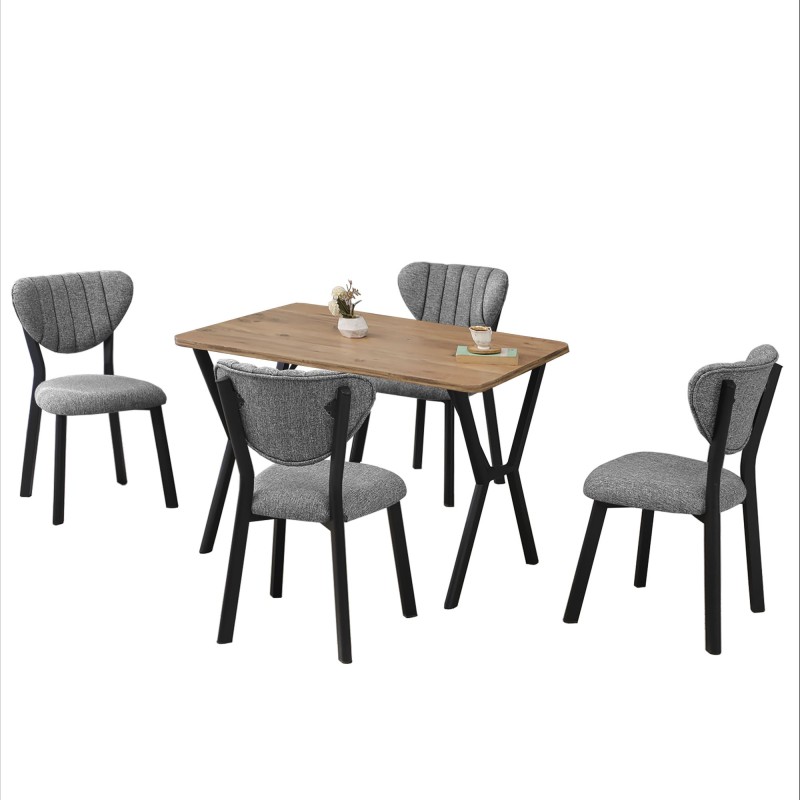 Extendable Dining Table & Chairs Set (5 Pieces) Elma - Grey, Walnut Grey
Walnut