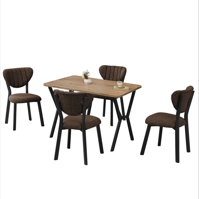 Extendable Dining Table & Chairs Set (5 Pieces) Elma - Brown, Walnut Brown
Walnut