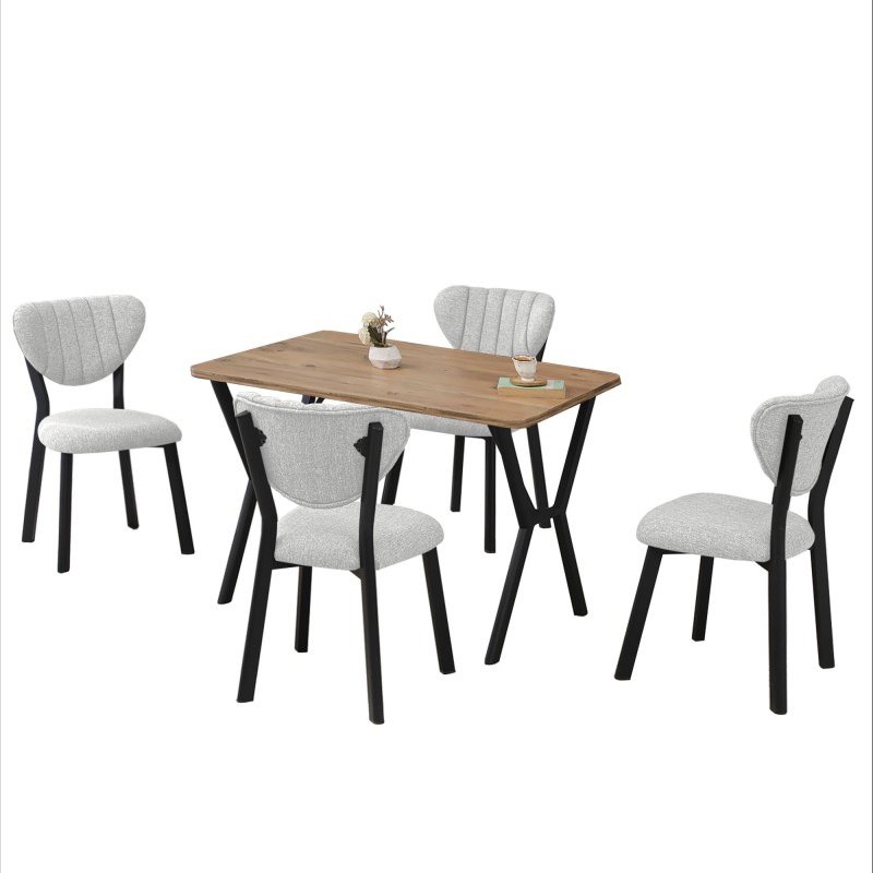 Extendable Dining Table & Chairs Set (5 Pieces) Elma - Cream, Walnut Cream
Walnut