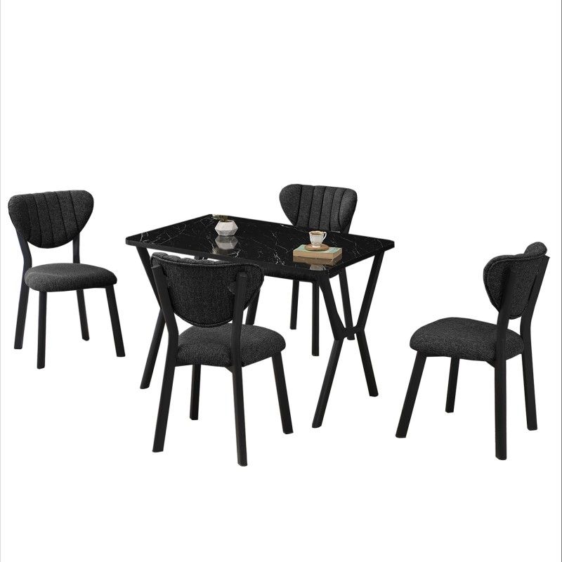 Extendable Dining Table & Chairs Set (5 Pieces) Elma - Anthracite, Black Anthracite
Black