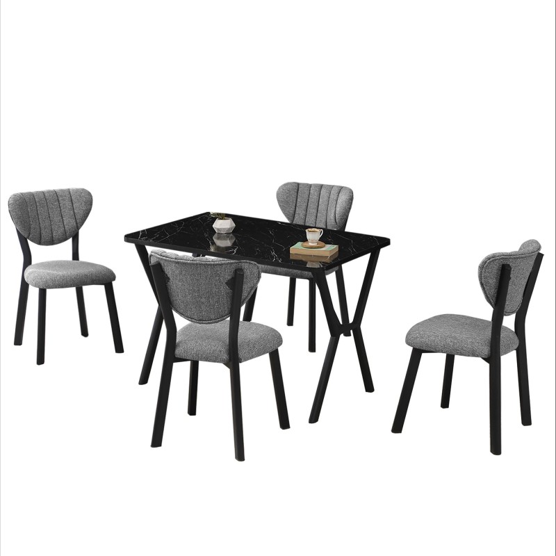 Extendable Dining Table & Chairs Set (5 Pieces) Elma - Grey, Black Grey
Black