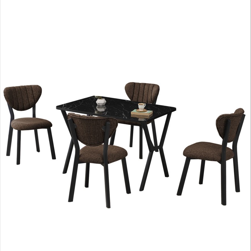 Extendable Dining Table & Chairs Set (5 Pieces) Elma - Brown, Black Brown
Black