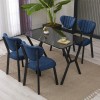 Extendable Dining Table & Chairs Set (5 Pieces) Elma - Navy Blue, Black Navy Blue
Black